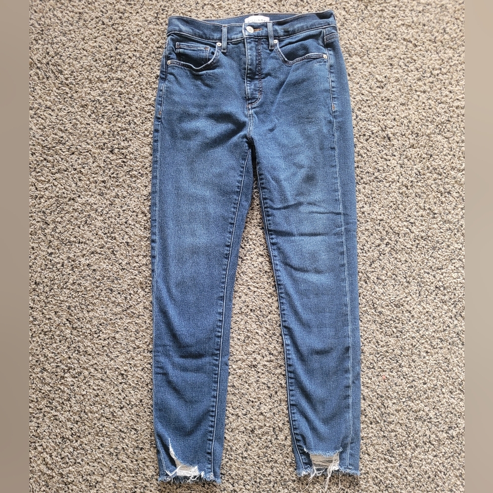 LOFT Frayed Hem Skinny Jeans